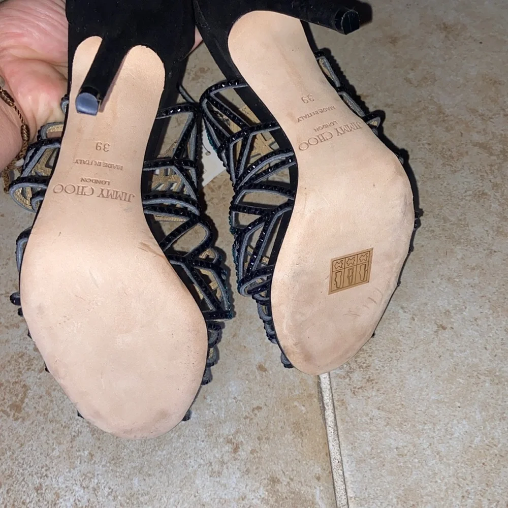 NWOB Jimmy Choo Black Suede Crystal Kallai Pumps - Picture 4 of 7